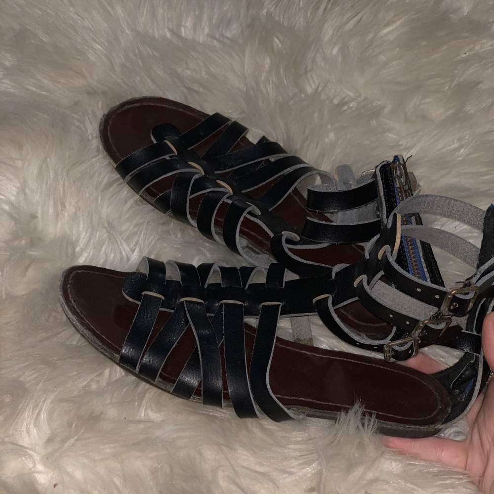 black gladiator sandals